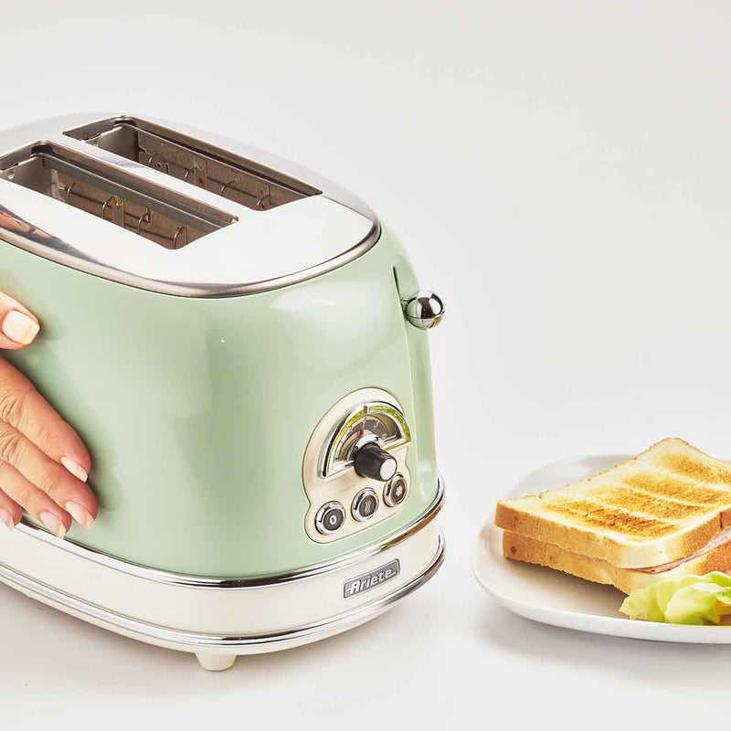 Torradeira Elétrica Ariete 155 Vintage Verde p/ 2 Fatias , 6 Níveis de Tostagem, 750W