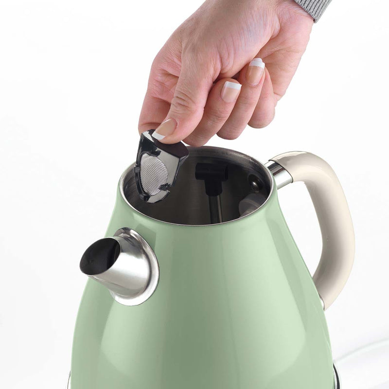 Chaleira Elétrica Ariete 2869 Vintage Verde 1,7 L, Base 360 Graus, 1500W